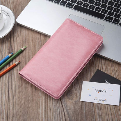 Sooez Leather Professional Business Card Book Holder Organizer, 240 Capacity Credit Card Booklet, PU Name Cards Holder Storage File for Men Women, 7.7 x 4.5 Inch, Black