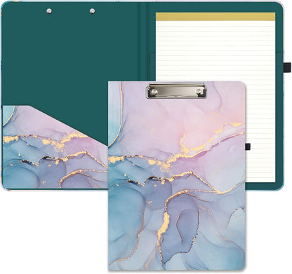 Hongri Clipboard Folio with Refillable Lined Notepad and Interior Storage Pocket for Students, Classroom, Office, Women, Man, Cute Custom Pattern, Size 12.8 x 9.2 in, Classic Flower