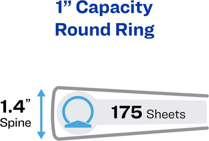 Avery Mini Durable View Protect & Store 3 Ring Binder, Holds 5.5" x 8.5" Paper, 1" Round Rings, 175-Sheet Capacity, 1.4 Inch Wide Spine, Includes Fully Enclosed Pocket, 1 White Binder (23011)