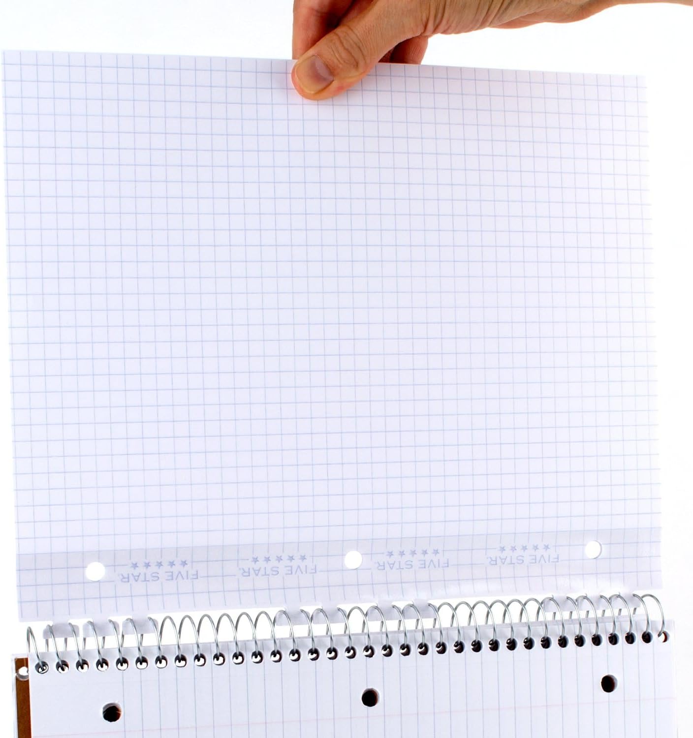 Five Star Loose Leaf Paper, Graph Ruled Insertable Notebook & Binder Filler Paper, 8-1/2" x 11", Reinforced T-Tabs, 75 Sheets (170180)