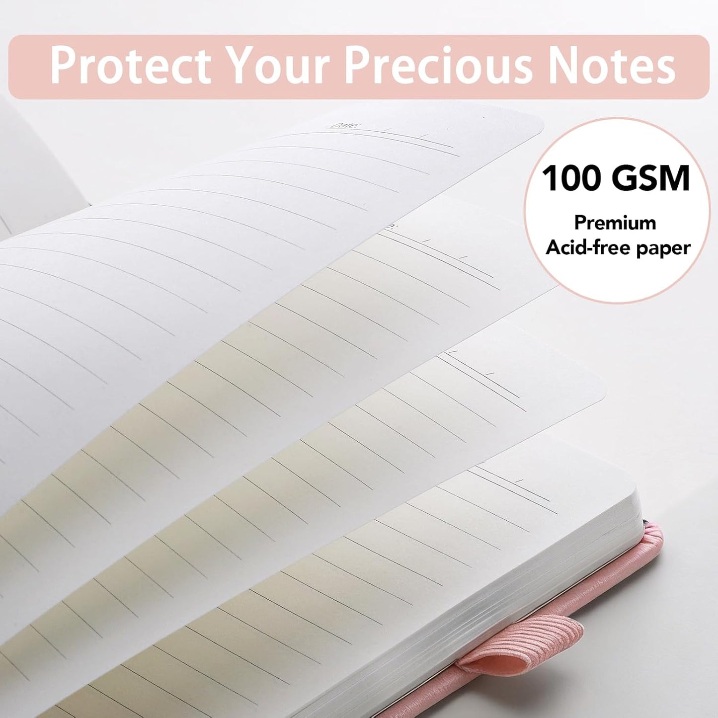 Thboxes 80 Sheets Lined Journal Notebook, 5.7" X 8.3" Hardcover Executive Notebook for Student Worker Women Men, Notepads Journals for Writing Travel & Organization, Nurses Week Gifts, Pink