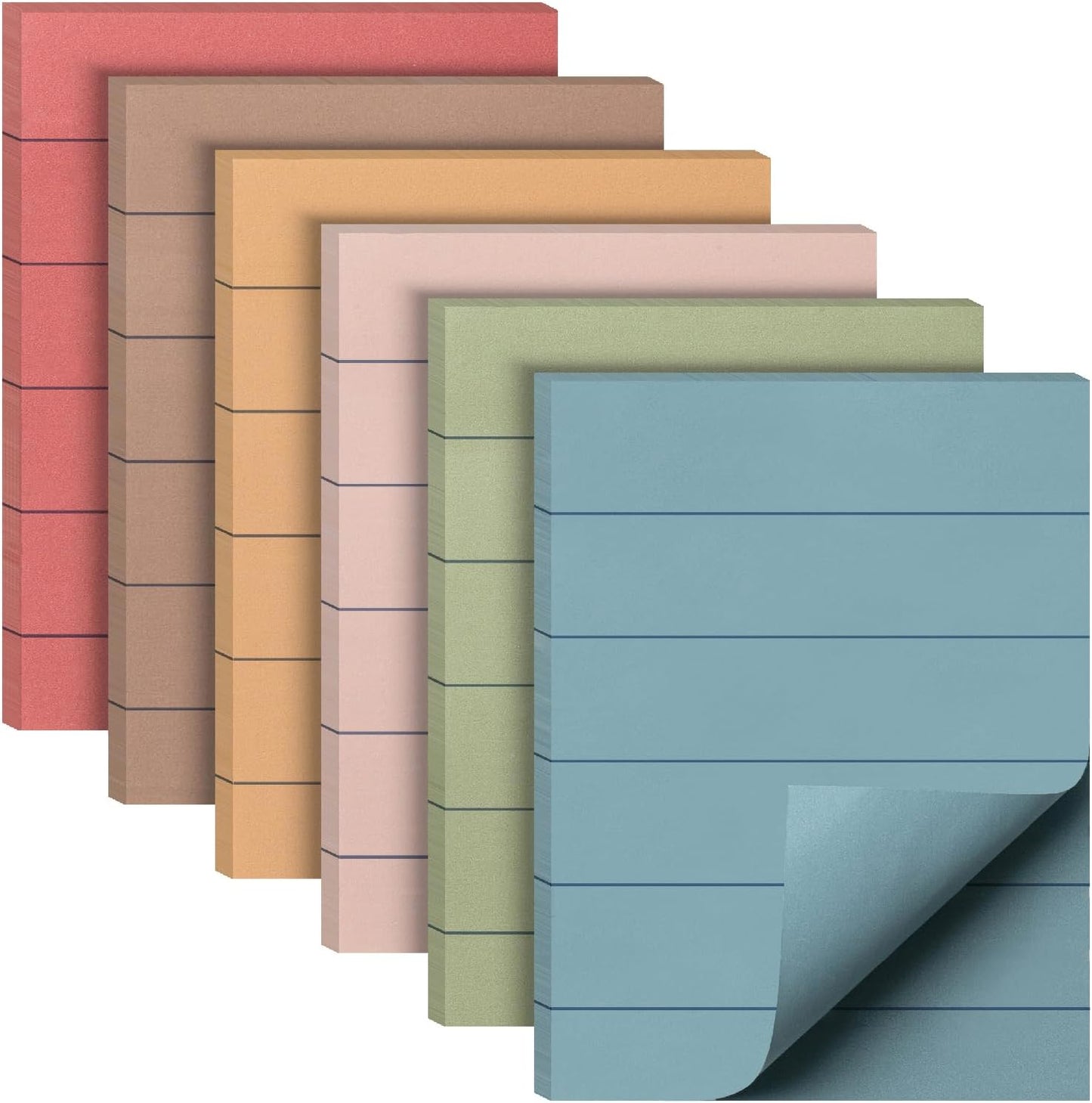 Mr. Pen- Lined Sticky Notes, 3" x 3", 12 Pads, 60 Sheets/Pad, Morandi Color, Bulk Sticky Notes with Lines, Ruled Post Stickies, Memo Pads, Self-Stick Note Pad for Office, School, Home, Study