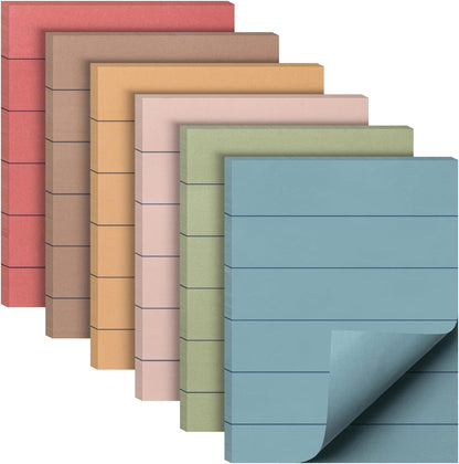 Mr. Pen- Lined Sticky Notes, 3" x 3", 12 Pads, 60 Sheets/Pad, Morandi Color, Bulk Sticky Notes with Lines, Ruled Post Stickies, Memo Pads, Self-Stick Note Pad for Office, School, Home, Study