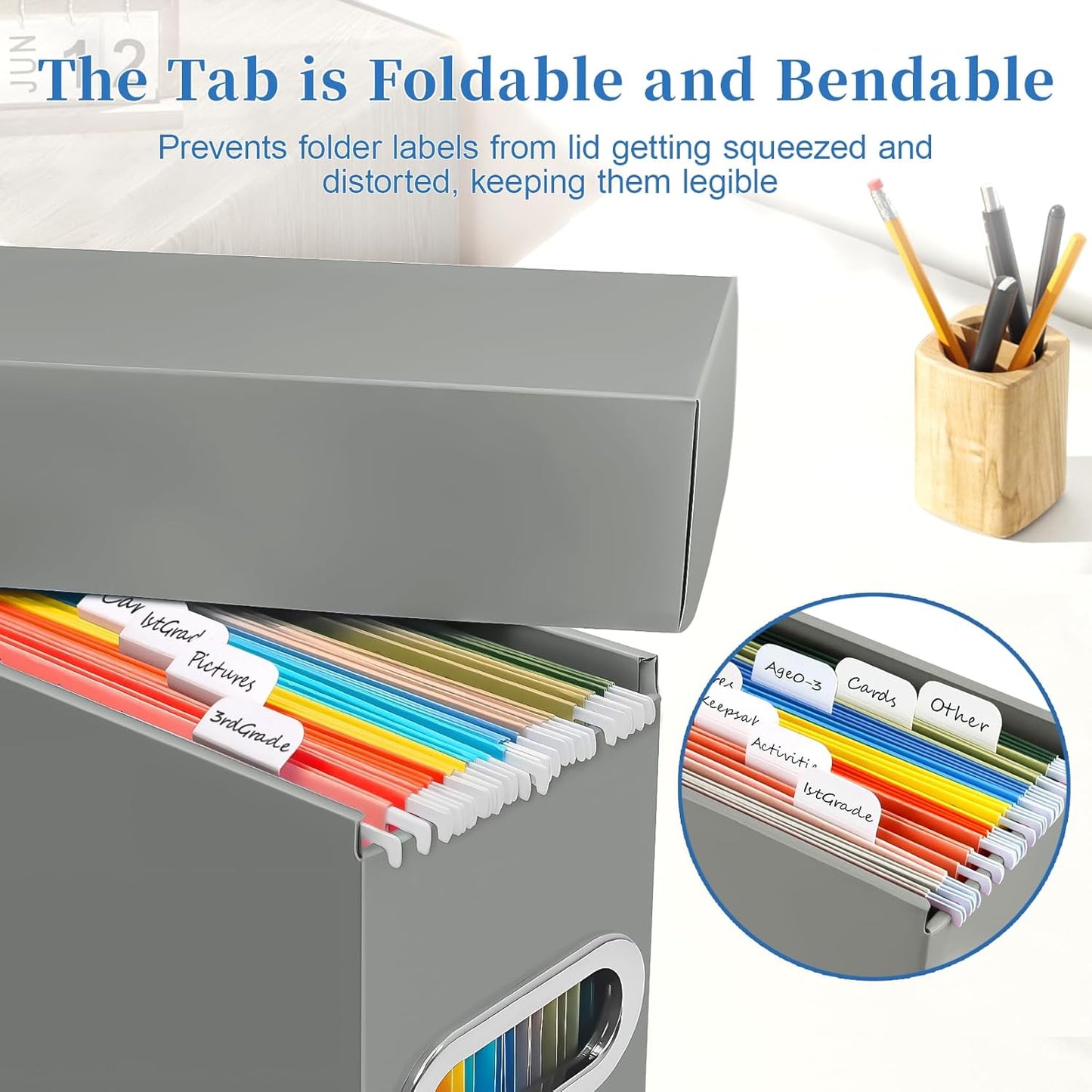 File Organizer Box with Lid & Handle, Thickened Cardboard Hanging File Folder Storage Boxes for Letter Size, Portable Filing Organizer for Office, Home, Classroom, Pink 2 Pack