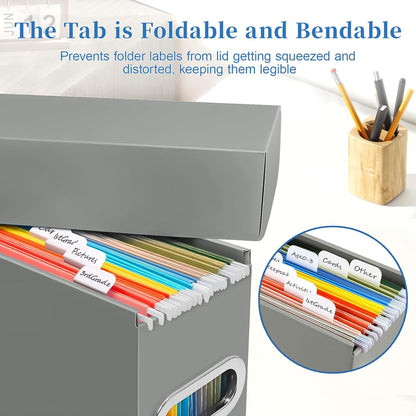 File Organizer Box with Lid & Handle, Thickened Cardboard Hanging File Folder Storage Boxes for Letter Size, Portable Filing Organizer for Office, Home, Classroom, Pink 2 Pack