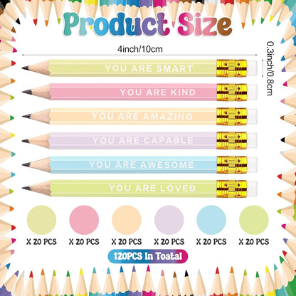 60Pcs Mini Pencils Bulk Inspirational Golf Pencils 4.1inch Short Woodden Pen-cils with Eraser for Kids Student Teacher Office Supplies