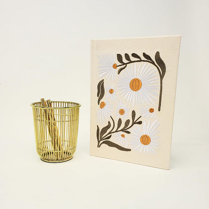 Lady Jayne Embroidered Canvas Hardcover Journal with 192 Lined Pages, 6” x 8.5” – Flower Market Poppy (83289)