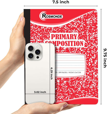 Rosmonde 50 Pack Composition Notebooks Bulk, Wide Ruled Composition Notebook, 200 Pages (100 Sheets), 9-3/4 x 7-1/2, Black Marble, Bulk School Supplies, Office Notebooks, Bulk Notebooks for School