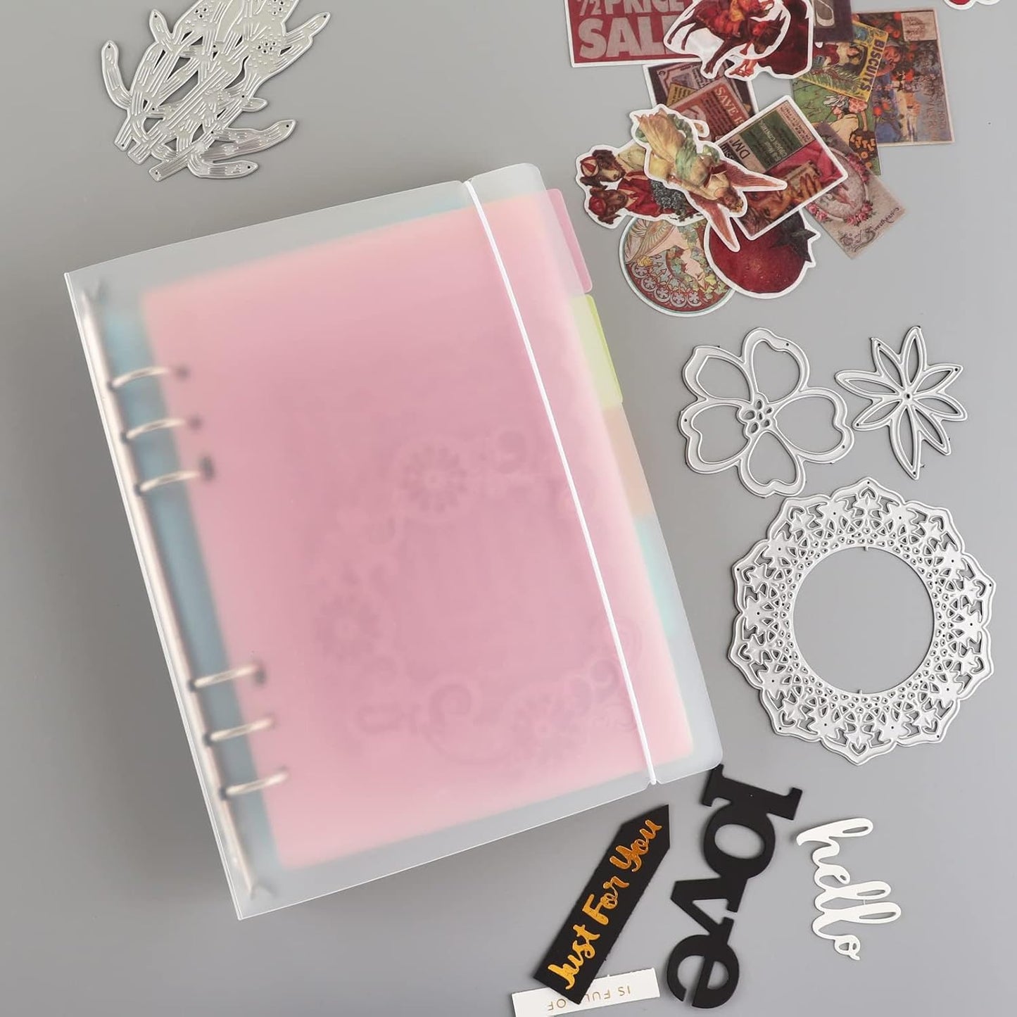 A4 4-Holes Round Ring View Binders Plastic Cover, Refillable Notebook Journal Binder File Folder, Loose Leaf Sheet Protector/DIY Scrapbooking/Binder Cover Protector (Purple)