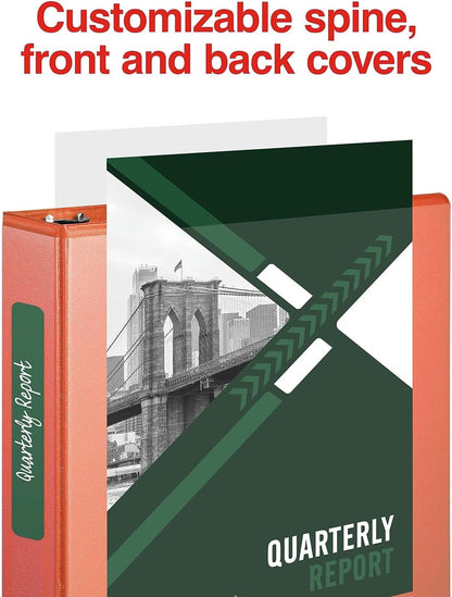 Staples Standard 2-Inch 3-Ring View Binder, Holds Up to 450 Sheets, Orange, Durable Binder for Office & School