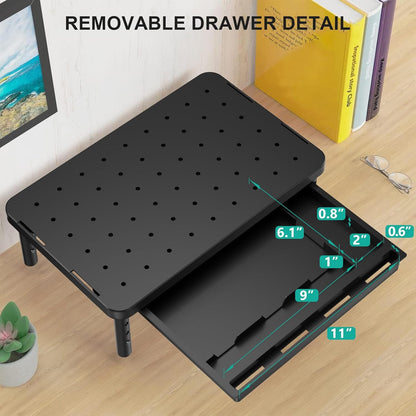 WALI Computer Monitor Stand for Desk, Adjustable Laptop Riser, Desk Monitor Stand Underneath Storage for Office, School Supplies (PTT001-B), 1 Pack, Black
