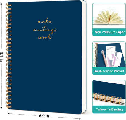 Meeting Notebook for Work Organization - Work notebook with action items, Meeting Minutes Planner Notebook, Perfect Office Supplies for Men & Women - Pink