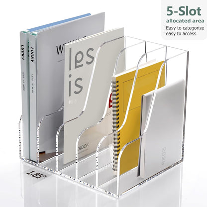 SANRUI 2-Pack Acrylic Magazine File Holder Desk Organizer Magazine Rack, Clear, Vertical File Sorter Holders, 9.45" D x 3.54" W x 10.24" H