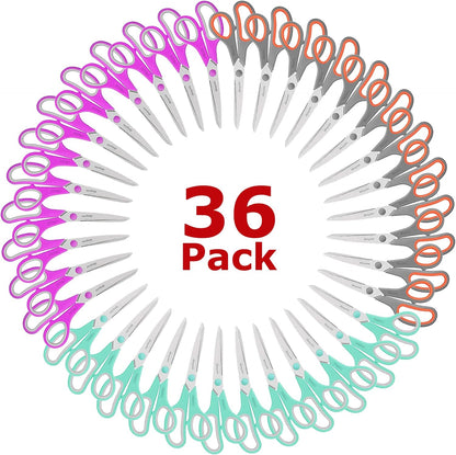 Scissors, iBayam 8" All Purpose Scissors Bulk 3-Pack, Ultra Sharp 2.5mm Thick Blade Shears Comfort-Grip for Aesthetic Fun Cute School Office Teacher Desk Crafts and Art Supplies Accessories Essential