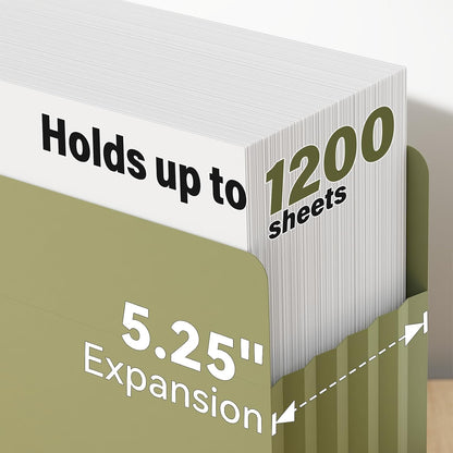 Ansook Poly Legal Size 5.25" Expansion File Pockets,6 Pack Pastel Large Capacity File Pockets Folders,Heavy Duty File Pocket for Cabinet,with Straight-Cut Tab,hold 8.5" x 11" documents & Manila Folder