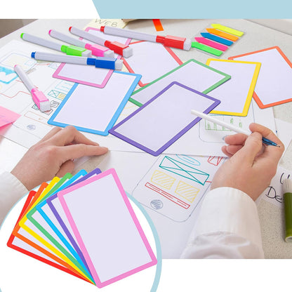 Harloon 100 Pcs Dry Erase Index Cards 3 x 5 Inch Laminated Reusable Dry Erase Note Cards Sheets for Office to Do List(White)