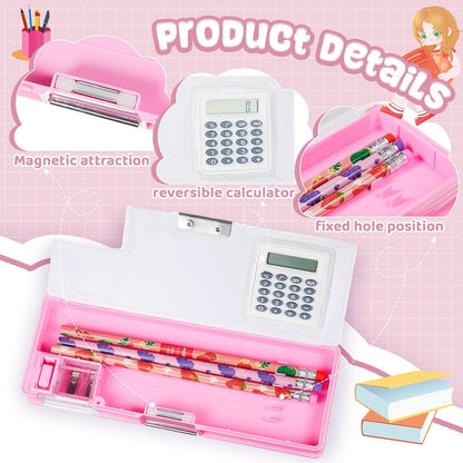 Henoyso Multifunctional Pencil Box for Girls Butterfly Pencil Case with Calculator and Sharpener Cool Cute Pencilcase School Supplies Essentials Christmas Birthday Gift Present for Kids Teens