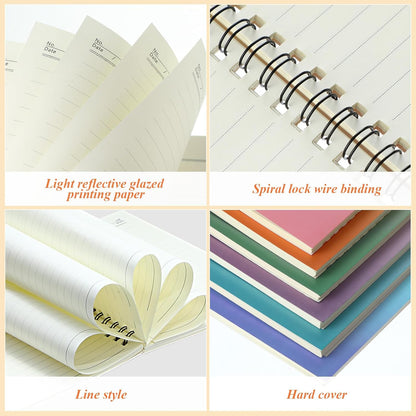 Leelosp 12 Pack Small Spiral Notebook Lined Spiral Journal College Ruled Notebook Wire Bound Kraft Cover, 120 Pages for Work (Multicolor,5.5 x 8.3 Inch)