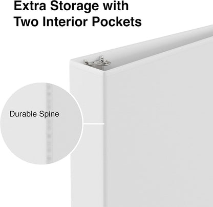 Staples Economy 1-Inch Round Ring Binder, Holds Up to 175 Sheets Each, 12-Pack, White, Lightweight Binders for School & Office