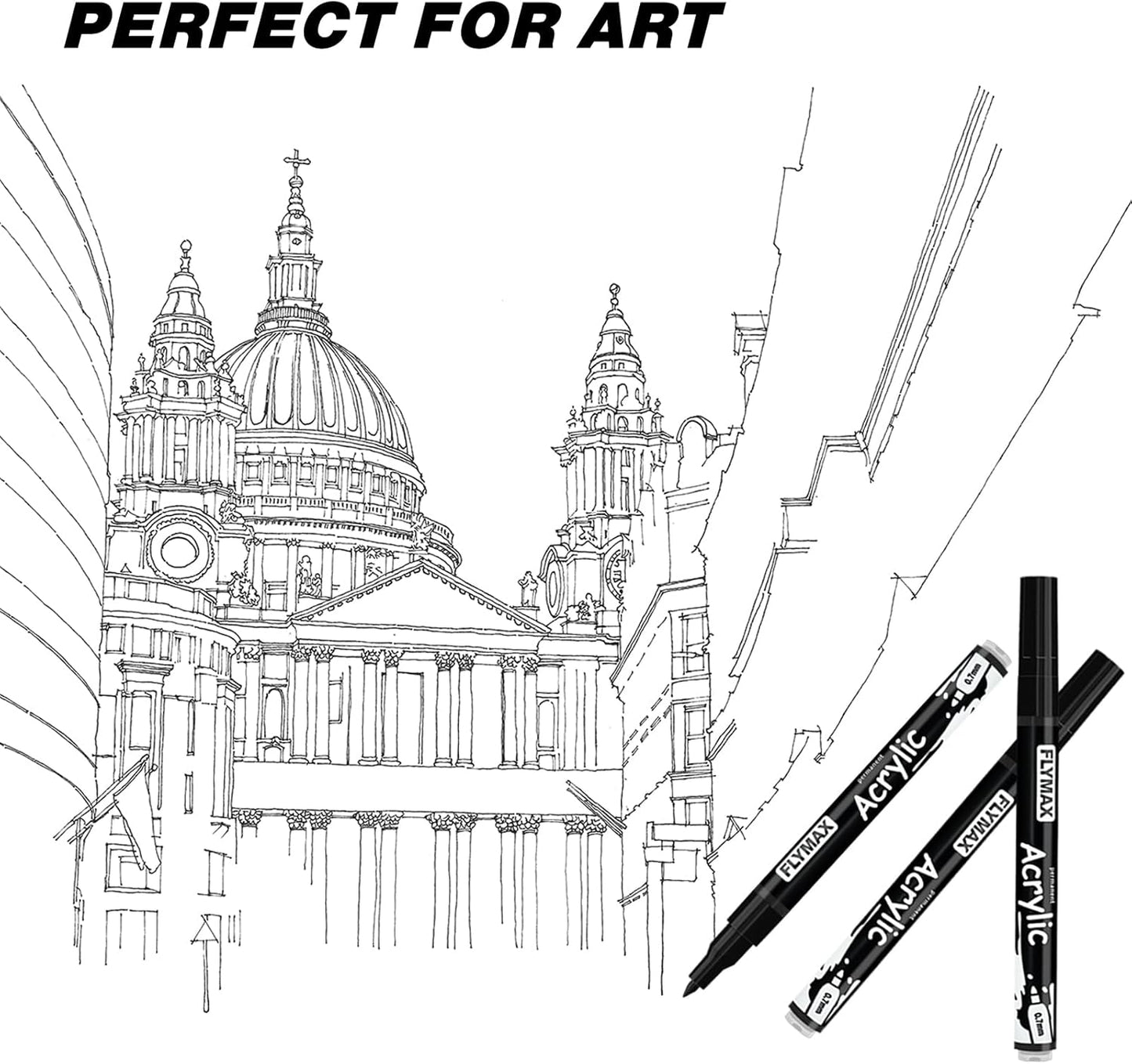 FLYMAX Gold Marker Paint Pens - Permanent Marker Pens Gold Acrylic Paint Water-Based 0.7mm Fine Tip Waterproof Quick-Drying (3 in 1Pack)