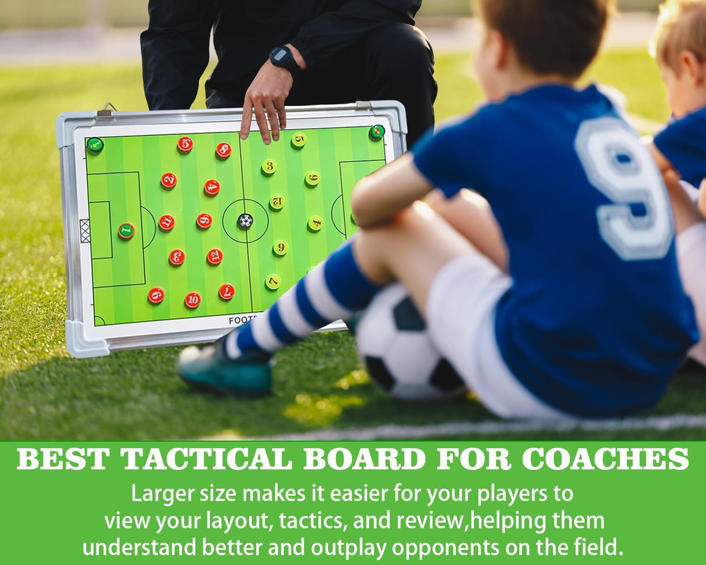 Magnetic Soccer Coaching Board, Double-Sided Dry Erase Tactics Board with Player Markers, Pen and Eraser, Portable Clipboard for Coaches, Coach Training Equipment Coach Gift (White Board)