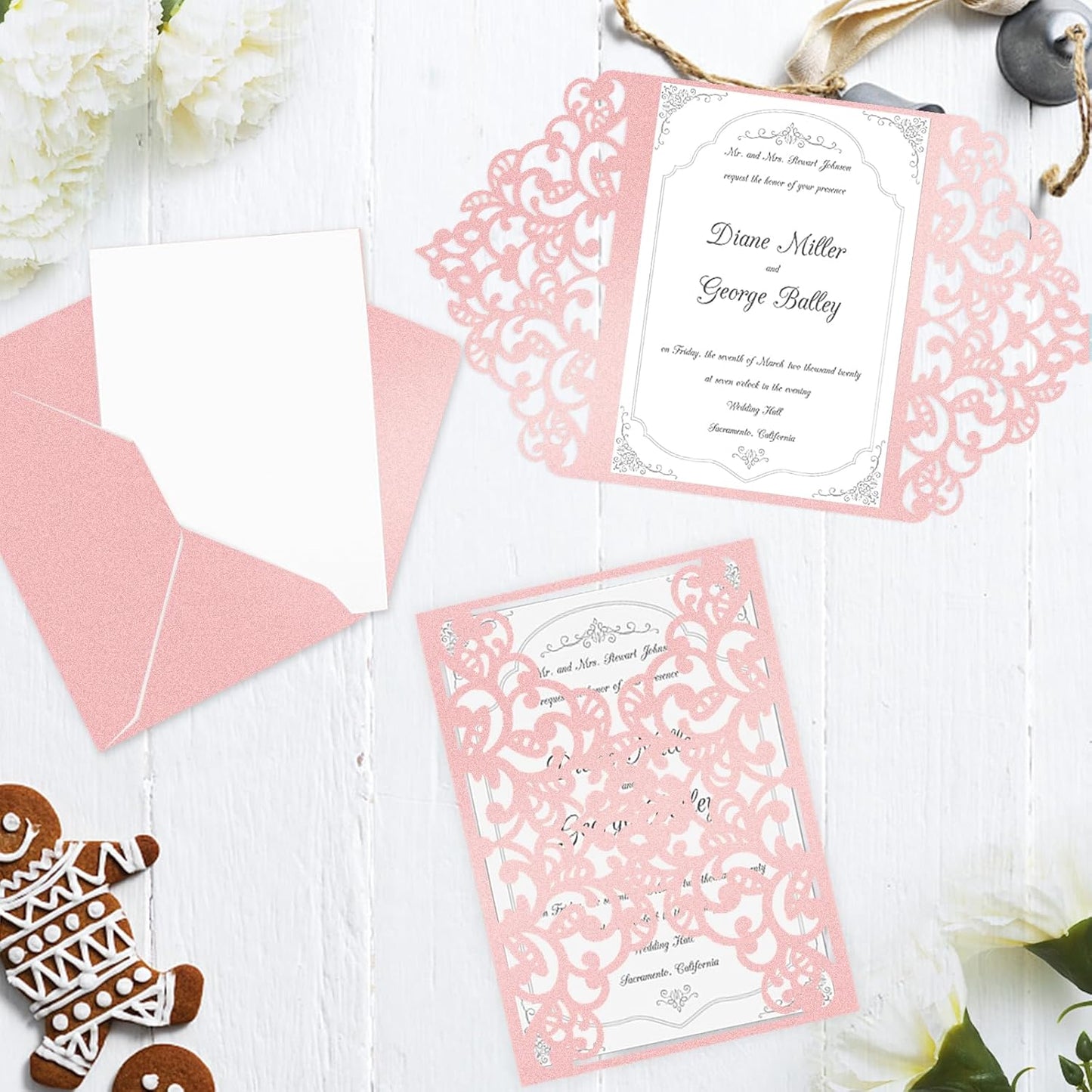 24 Sheets Pink Shimmer Cardstock 8.5 x 11 Iridescent Paper, Goefun 80lb Card Stock Printer Paper for Invitations, Valentines Day, Crafts, DIY Cards