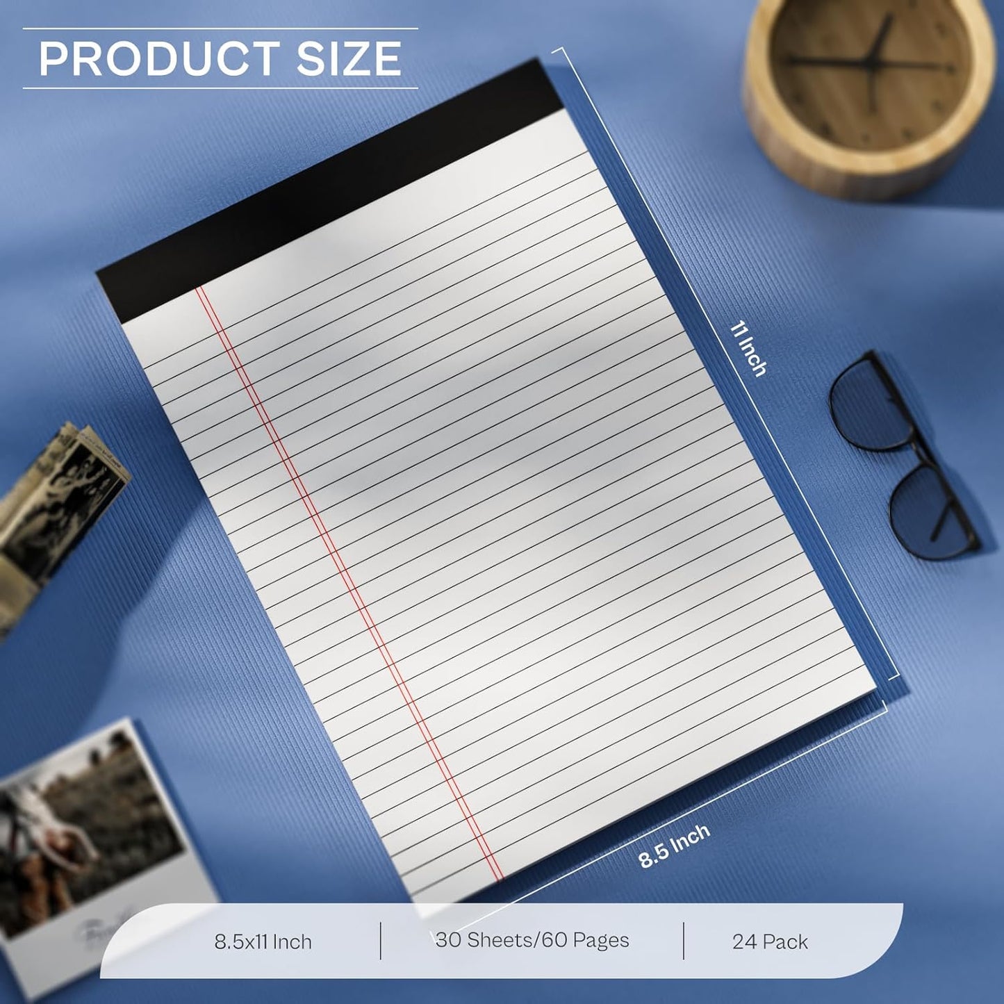 Legal Pads 8.5 x 11 Writing Pads, 3 Pack Note Pads 8.5 x 11 Wide Ruled Pads of Paper, Micro Perforated Notepad 8.5'' x 11'' Lined Paper Pads, Thickness Paper with Strong Cardboard, 30 Sheets per Pad