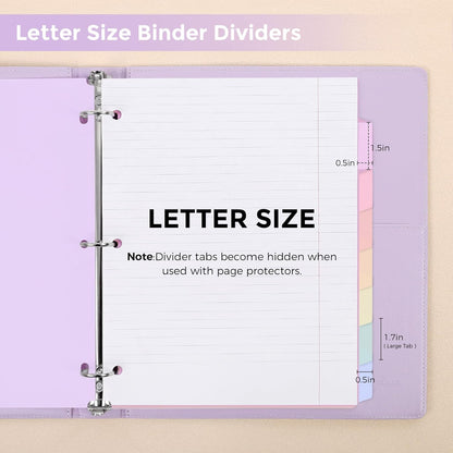 SKYDUE 8 Tab Durable Plastic Dividers, Big Tab Dividers for 3 Ring Binder, Letter Size,Write & Erase Binder Dividers with Tabs, with Sticker Labels, 1 Set, Aesthetic Pastels Binder Dividers