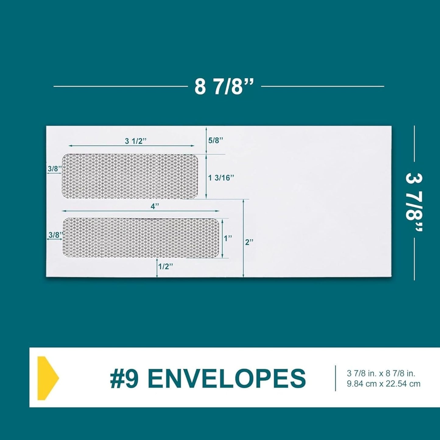EnDoc 500#9 Double Window Envelopes Self Seal, 3 7/8 x 8 7/8" Security Tinted Envelopes for Invoices & Statements, Business Mailing Envelopes with Windows, Bright White 24lb Paper no. 9
