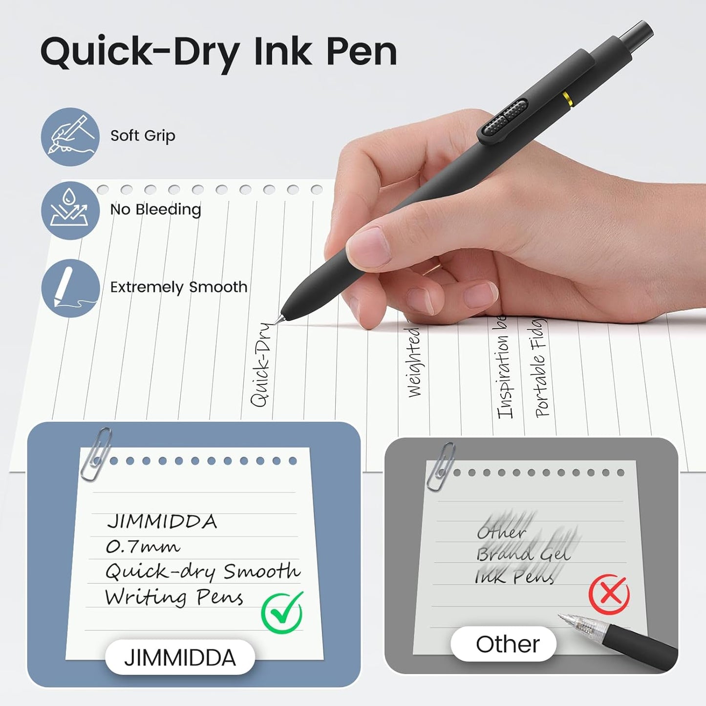 8Pcs Black Gel Pens - 0.7mm Medium Point Black Ink Pens | Smooth Writing - Quick Drying Retractable Pen for Men Women (Morandi - 8Pcs)