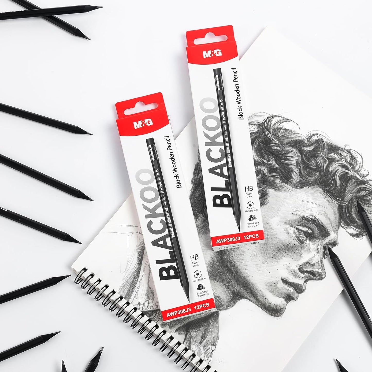 M&G Wood-Cased 2B Pencils, 24 Pack Pre-Sharpened Pencils with Top Erasers, Bulk Black Pencils for School Teacher Supplies, Writing, Drawing and Sketching