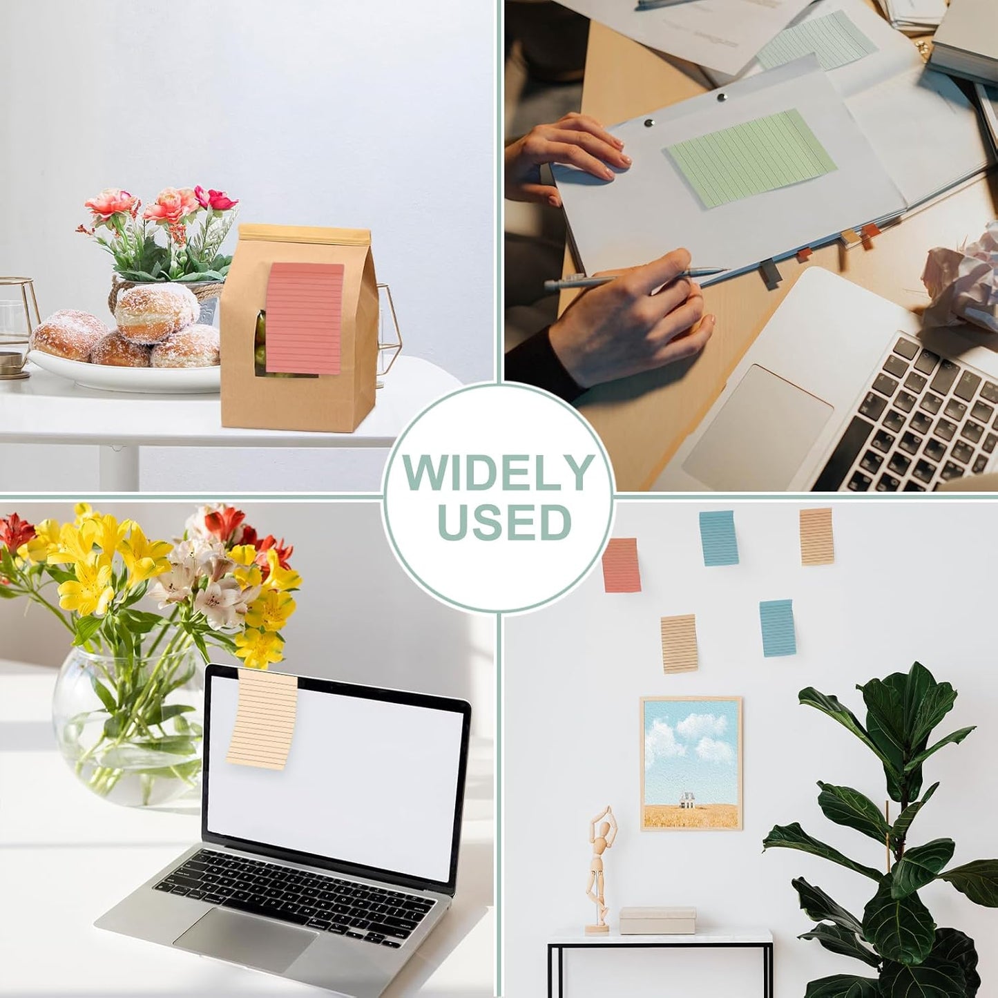 24 Pack Lined Sticky Notes 4X6 in, Self Sticky Note Pads with Lines, Large Sticky Note Memo Pad for Office, Home, School, Meeting, 50 Sheets/pad, Morandi