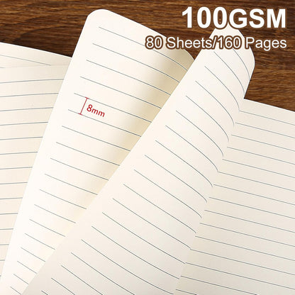 Lined Journal Notebook for Work College Ruled Note Book 5.79"x8.27"A5 PU Leather Daily Journaling 216 Pages for Women Men Writing Home School Supplies Business (Dark Green)