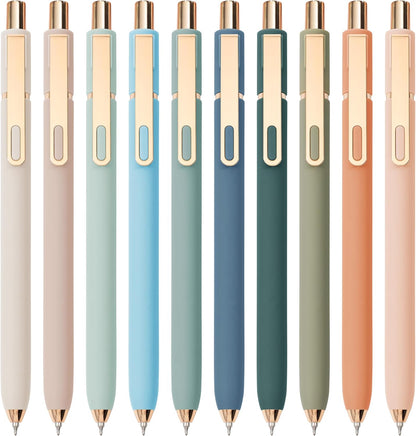 Linbsunne Gel Pens Black Ink Pens for Office 0.5mm Fine Point Pen Smooth Writing Retractable (Metal gold clip-10 pcs)