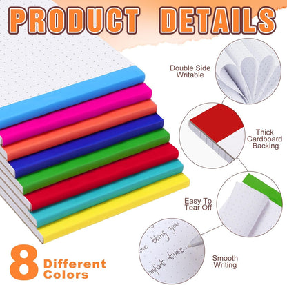 Tenceur 8 Pack Grid Paper Pad 4 x 6 Inch Graph Paper Pad, Graft Paper 30 Sheets Graph Ruled Grid Pad Notebook Notepads Memo Pads Math Grid Note Pad Scratch Pads Assorted Colors(5 Squares Per Inch)