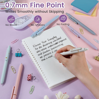 FIOVER 5pcs Gel Pens Quick Dry Ink Pens Fine Point Premium Retractable Rolling Ball Gel Pens Black Ink Smooth Writing for School Office Home