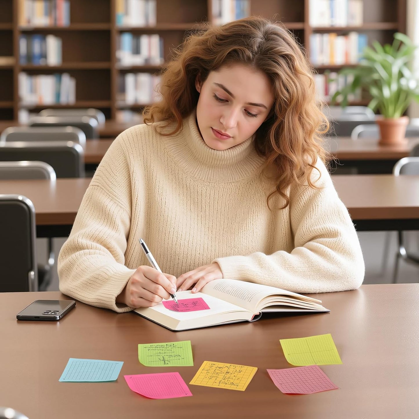 8PCS Graph Paper Sticky Notes 800 Sheets Self Adhesive Mini X Y Axis Coordinate Plane Post It 20 X 20 Four Quadrant Grid Pad for School Office Supplies 3 X 3 Inch