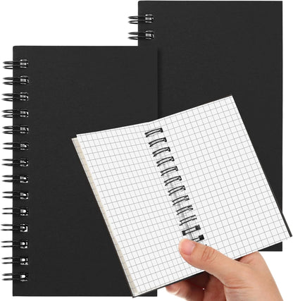 Jutom 6 Pcs Small Graph Paper Pads Notebook Mini Spiral Notebooks Grid Paper 3 x 5 Inch Pocket Notepads 120 Pages Mini Notepads for Office School Work Math Meeting (Black)