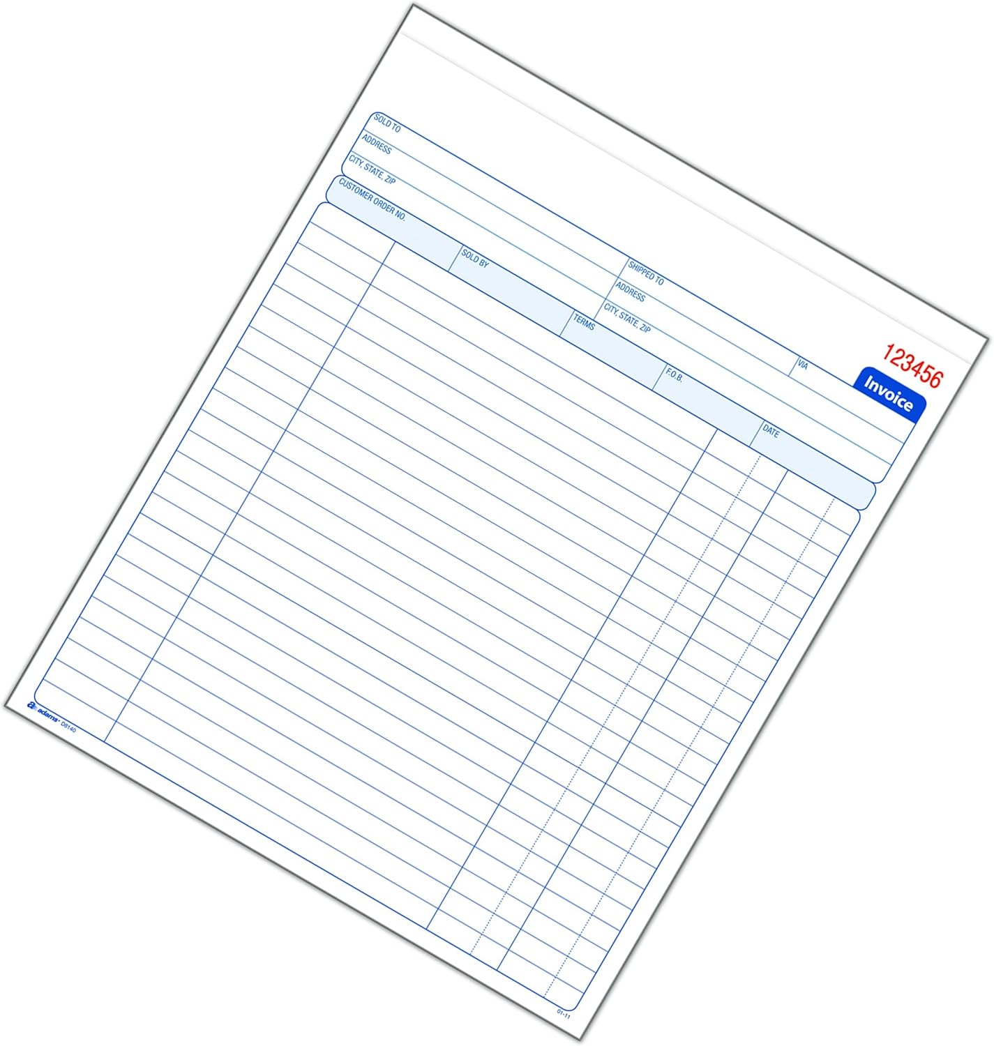Adams Invoice Book, 8-3/8 x 10-11/16 Inches, 2-Part, Carbonless, White/Canary, 50 Sets per Book (D8140)
