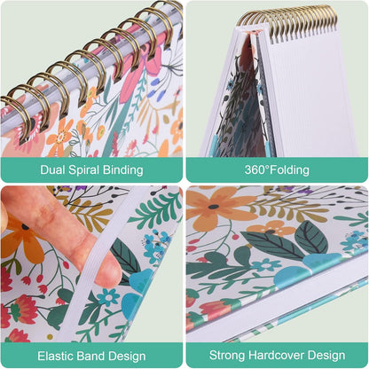 Spiral Notebook, 4 Pack A5 Lined Journal for Women, Hardcover Spiral Journal with 2 Pockets, College Ruled Notebooks, Cute Notebook for Office, School Supplies, Gifts (160 Pages, 6.3" x 8.46")