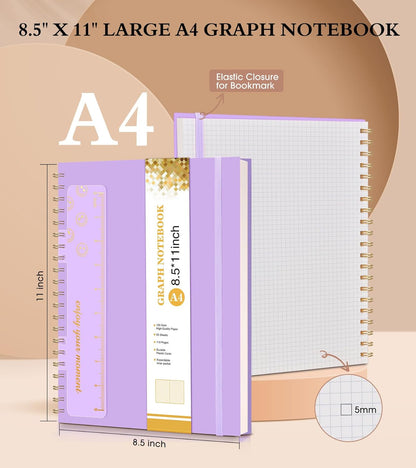 Spiral Notebook Journal 8.5” x 11”, A4 Large Pink Notebooks for Women Men, College Ruled Lined Journal, 100 GSM Paper, Plastic Hardcover Spiral Bound Journals for Work School Note Taking Business