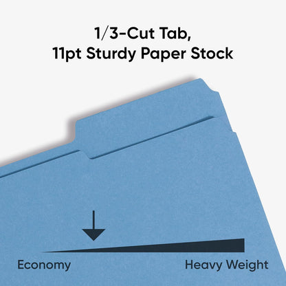Smead Blue File Folders for Documents, with 1/3-Cut Tabs, Letter Size, Blue, 100 Pack for Easy Organization and Office Use (12043)