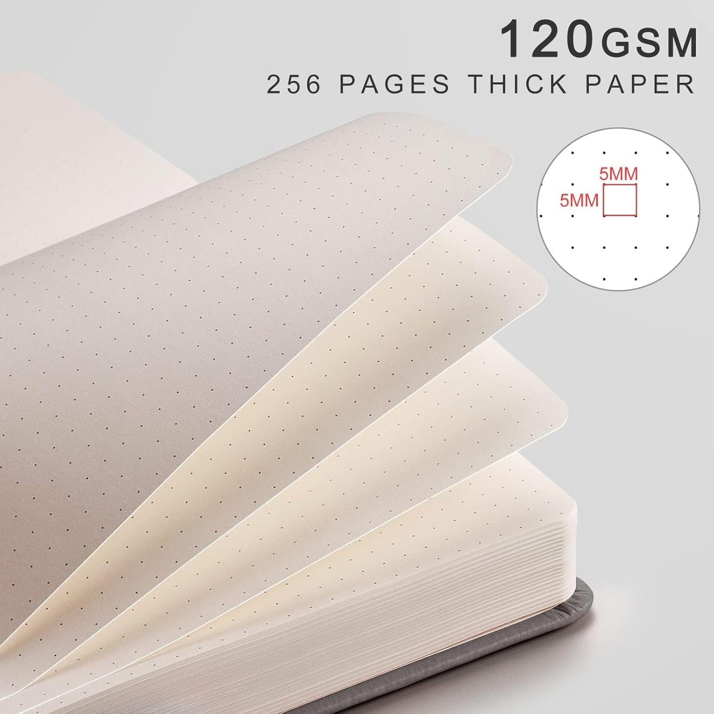 EMSHOI Graph Paper Notebook - 256 Pages A5 Graph Notebook/Journal, Hard Cover, 120gsm Thick Paper, Smooth PU Leather, Inner Pocket, 5.75'' × 8.38''-Black