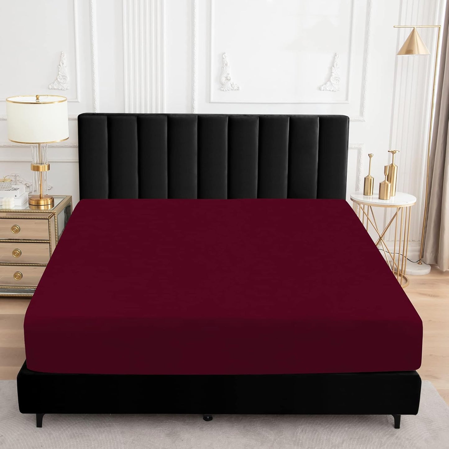 Sufdari Mattress Protector,Waterproof 18" Deep Pocket Mattress Cover Fitted Sheet Style with Elastic Rubber Band,Washable and Easy Care-Black,Queen