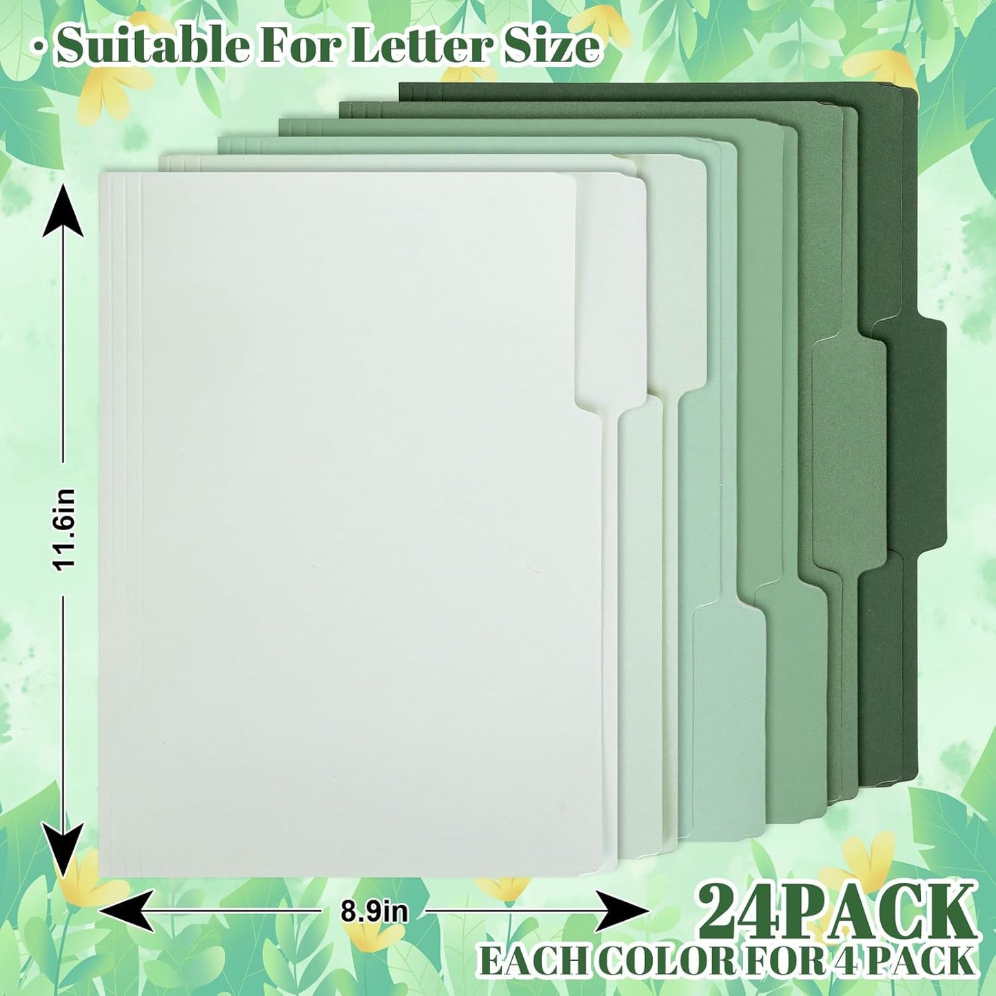 Whaline 24 Pack Dusty Blue File Folders Letter Size 6 Colors Gradient Blue File Pockets with 1/3 Cut Tab for Home Office Classroom Supplies, 8.9 x 11.6 Inch