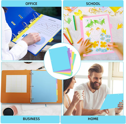 3 Ring Binder Dividers with TAB,48PCS/6 Set Plastic File Dividers,8 Tab 3 Hole Punch Dividers,Pastel Color,Letter Size,6 Sets