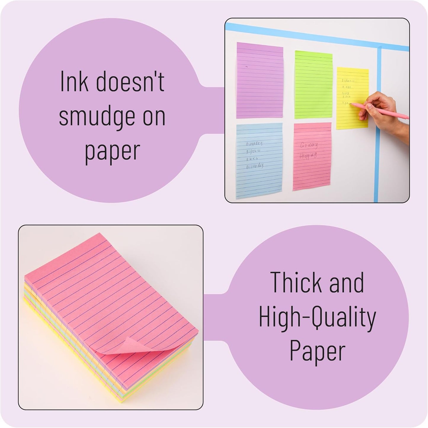 Mr. Pen- Lined Sticky Notes Set, 16 Pads, 4"x6" & 3"x3", 720 Sheets, Sticky Notes with Lines, Ruled Post Stickies, Memo Pads, Self-Stick Note Pad for Office, School, Home, Study & Organization