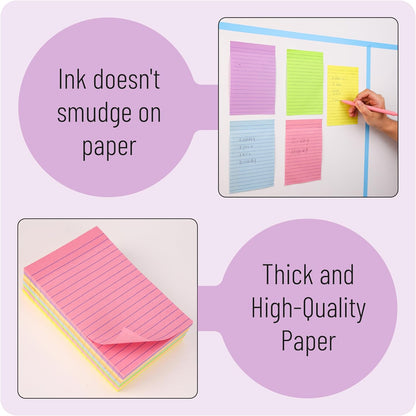 Mr. Pen- Lined Sticky Notes Set, 16 Pads, 4"x6" & 3"x3", 720 Sheets, Sticky Notes with Lines, Ruled Post Stickies, Memo Pads, Self-Stick Note Pad for Office, School, Home, Study & Organization