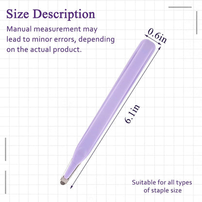 Professional Staple Remover Tool, Magnetic Tip Design Facilitates Collection of Staples, Staple Remover Stick for Home, School, and Office, Purple