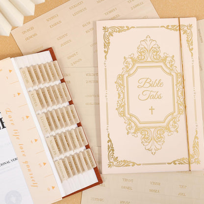 Laminated Bible Tabs, Gold Foil Embossed Lettering Bible Chapter Index Tabs for Women Men, Reposition Large Print Sticky Labels, Easy to Read and Apply, 105Chapters Labels for Easy Navigation (Black)
